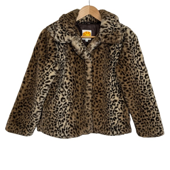 C&C California Other - C&C California Girls Leopard Faux Fur Coat Size 14 Brown Black